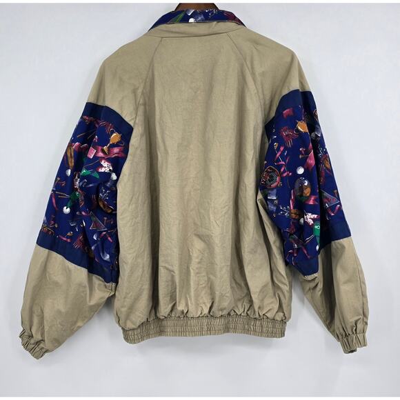 Vintage Line-Up Golf Windbreaker Jacket L — 80s 90s Preppy Sport Print - Picture 3 of 4